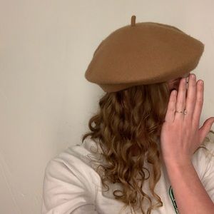 Camel colored, wool beret